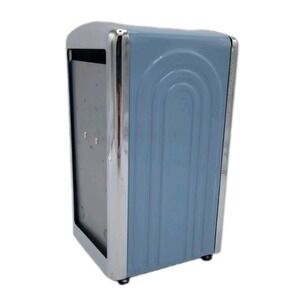 Homer Laughlin Retro Diner Napkin Dispenser Blue Chrome Restaurant 1996 Vintage